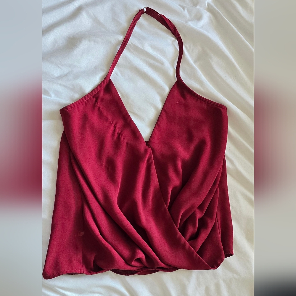 Elegant Red Halter Top